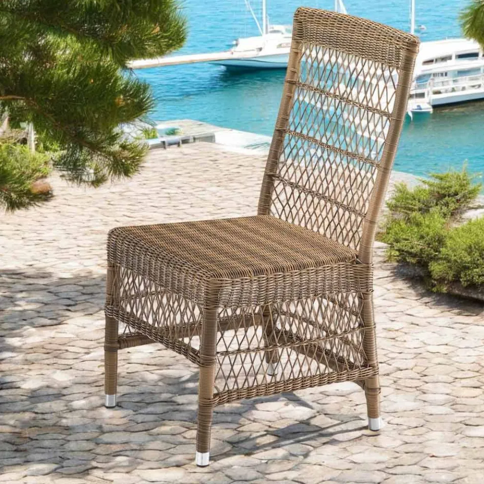 Outdoor-Stuhl aus Polyrattan mit optionalem Kissen - Gigi