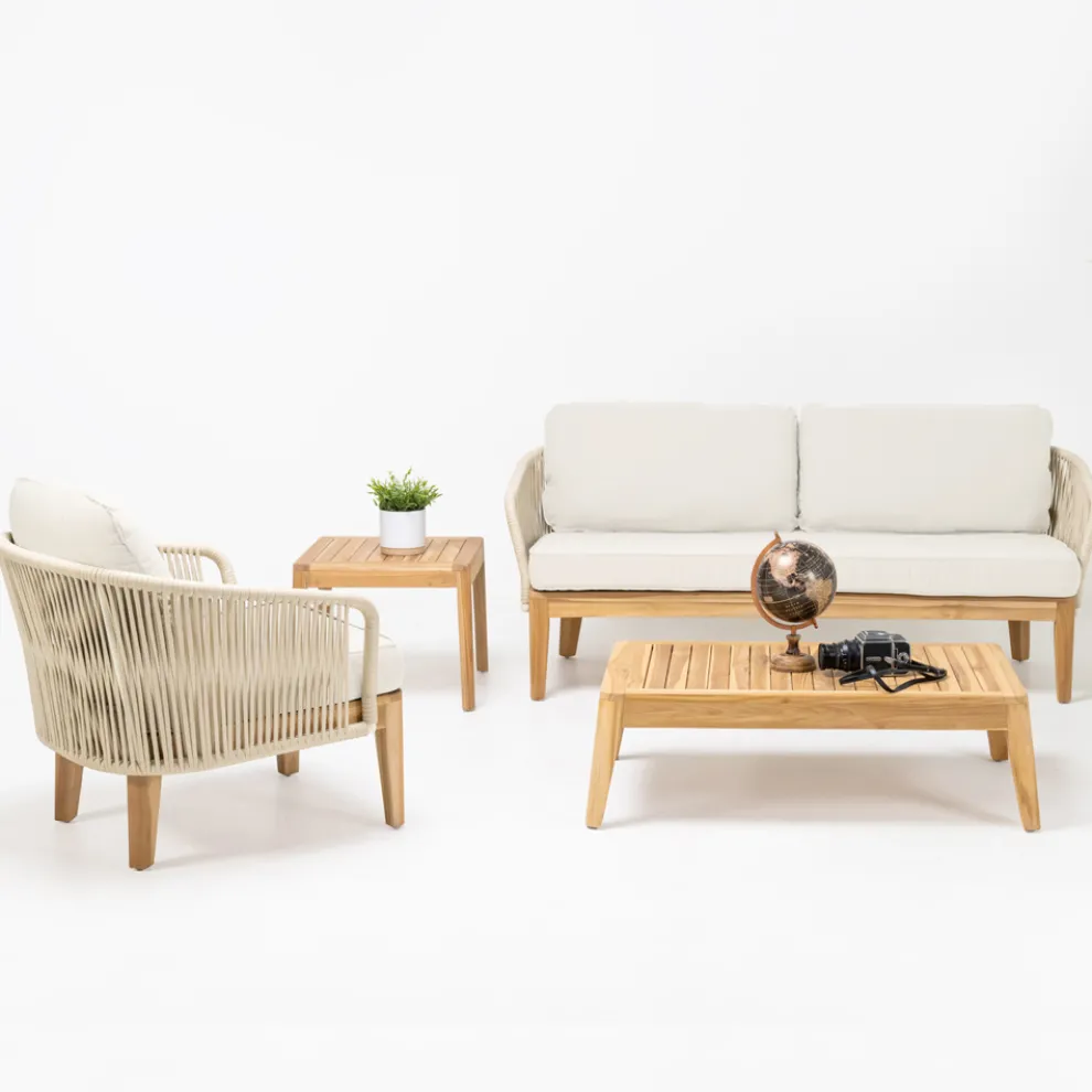 Outdoor-Couchtisch aus natürlichem Teakholz - Jhon