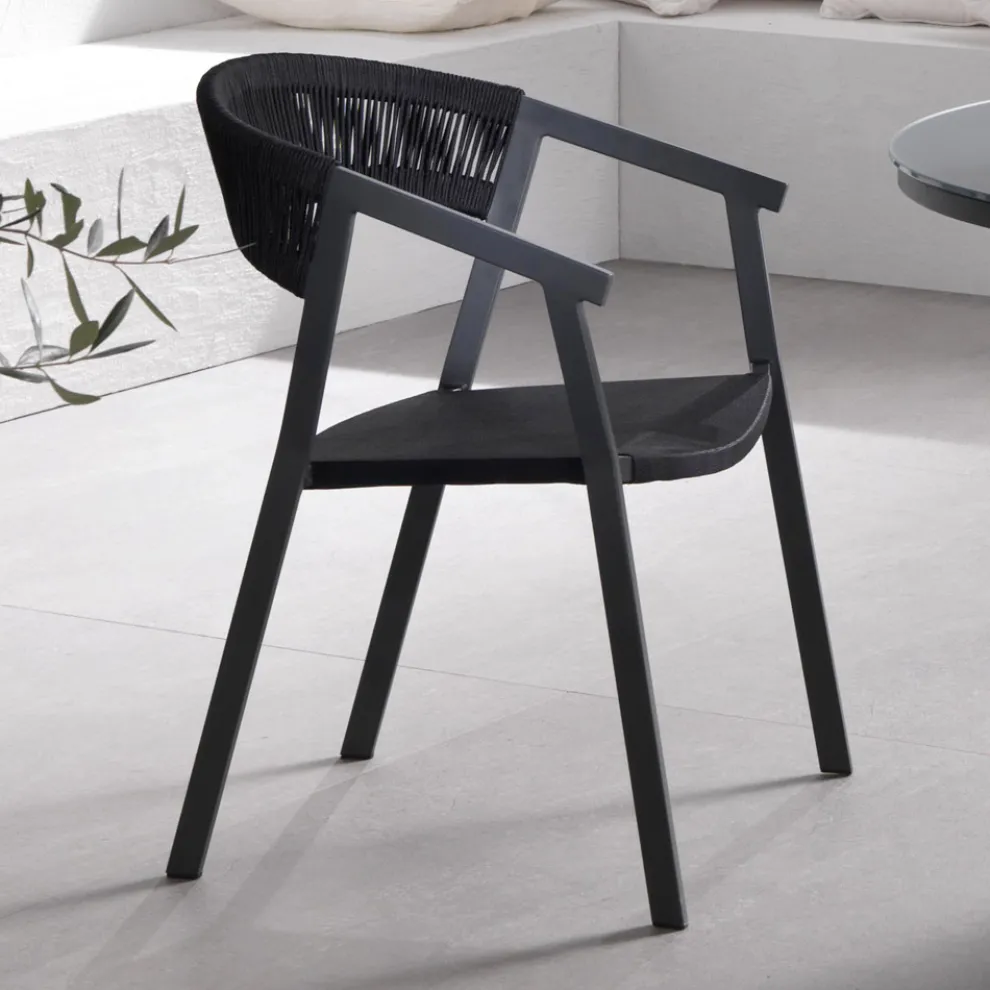 Outdoor-Stuhl mit Aluminiumstruktur und Seilrückenlehne 2-teilig - Turbo