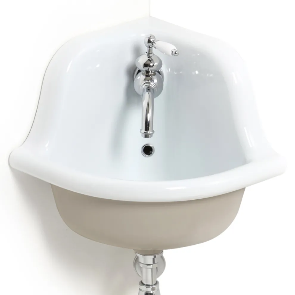 Eckiges Wandwaschbecken aus farbiger Vintage Keramik 42 cm - Angelino