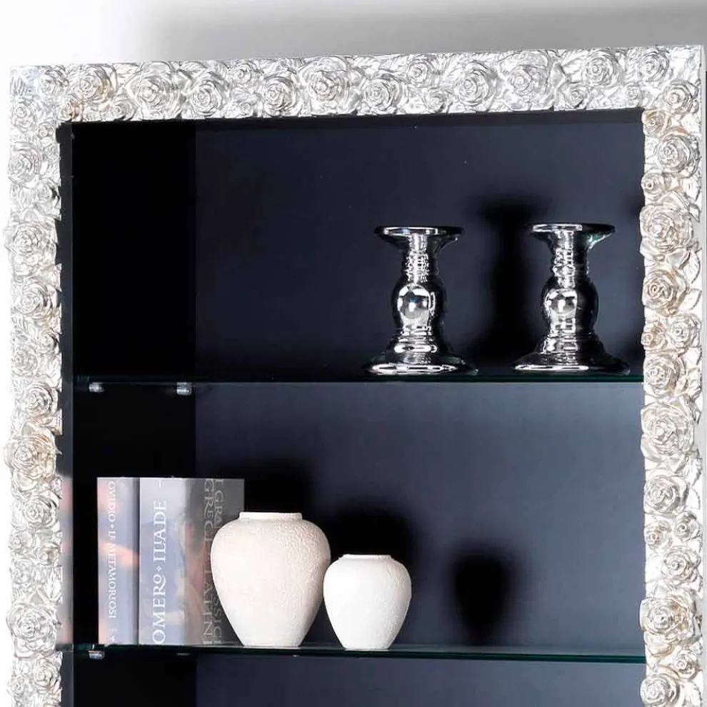 Edles Wandregal mit Glasregalen im Glamour Look Campi