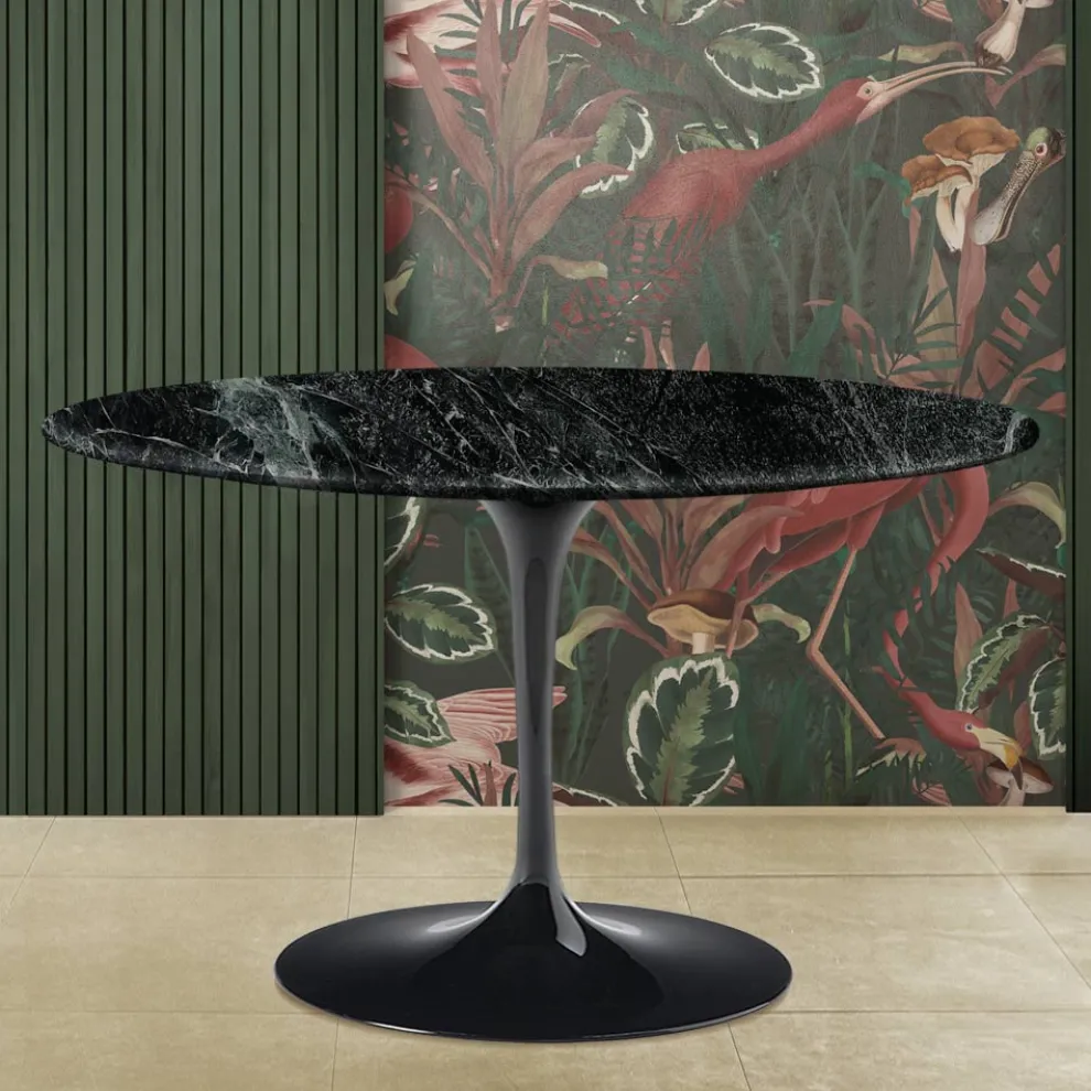 Eero Saarine Tulip Tisch H 74 mit runder Platte aus Verde Alpi Marmor - Scharlachrot