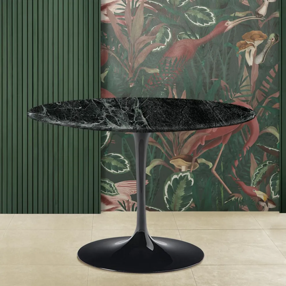 Eero Saarinen Tulpentisch H 74 mit grüner Alpi-Marmorplatte Made in Italy - Scharlachrot