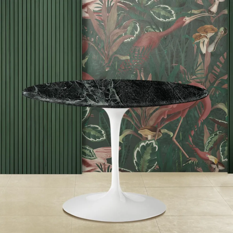 Eero Saarinen Tulpentisch H 74 mit grüner Alpi-Marmorplatte Made in Italy - Scharlachrot