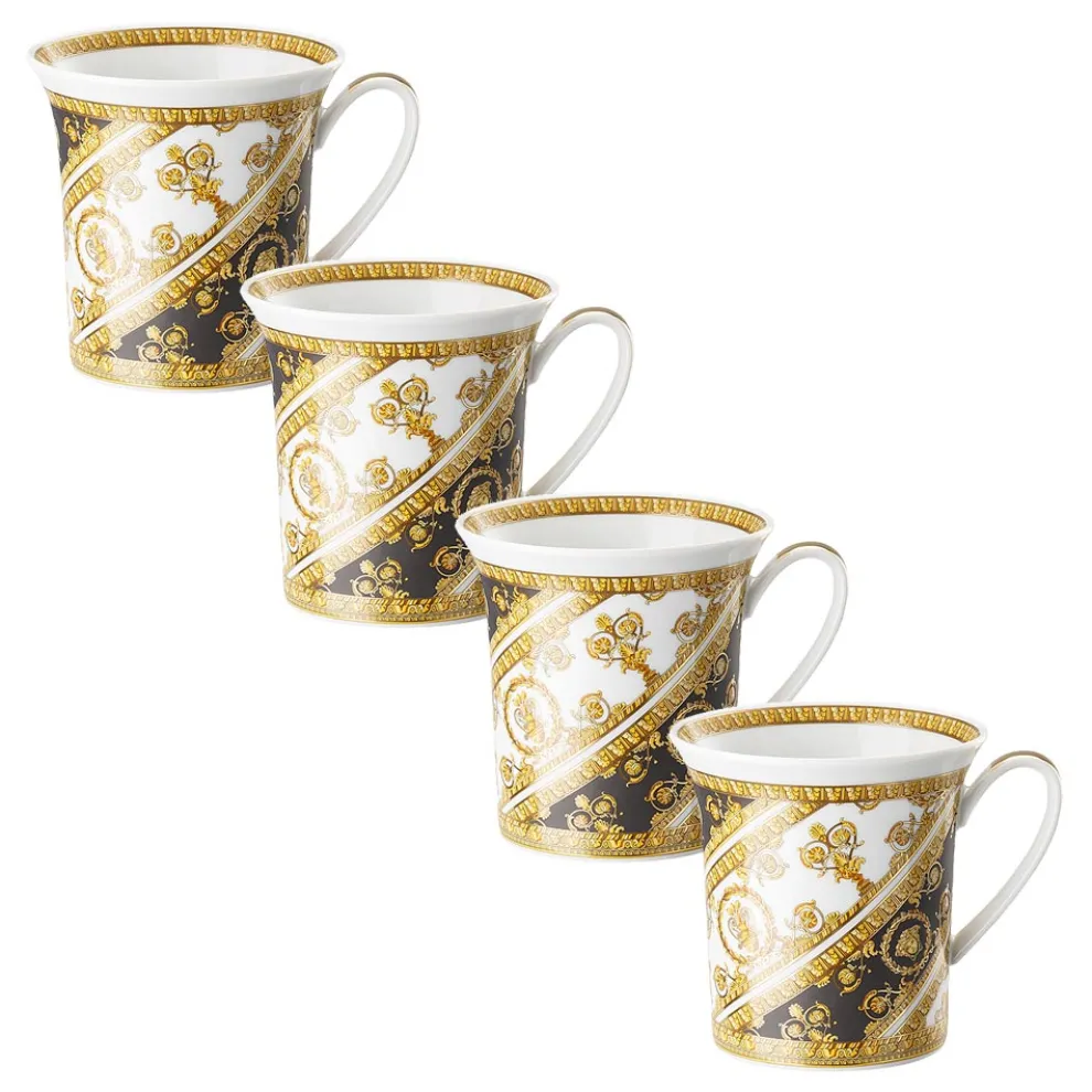 Rosenthal Versace I Love Baroque 4 Gläser mit Porzellanhenkel - Barock