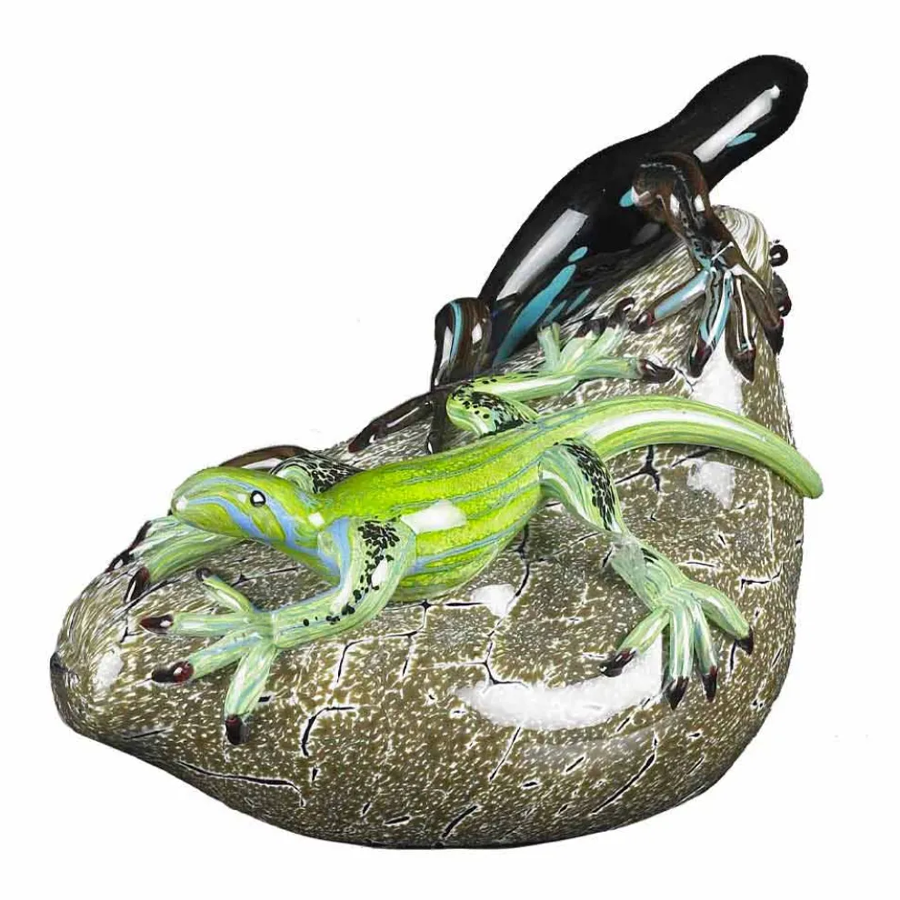 Eidechsenförmiges Ornament aus farbigem Glas Made in Italy - Certola