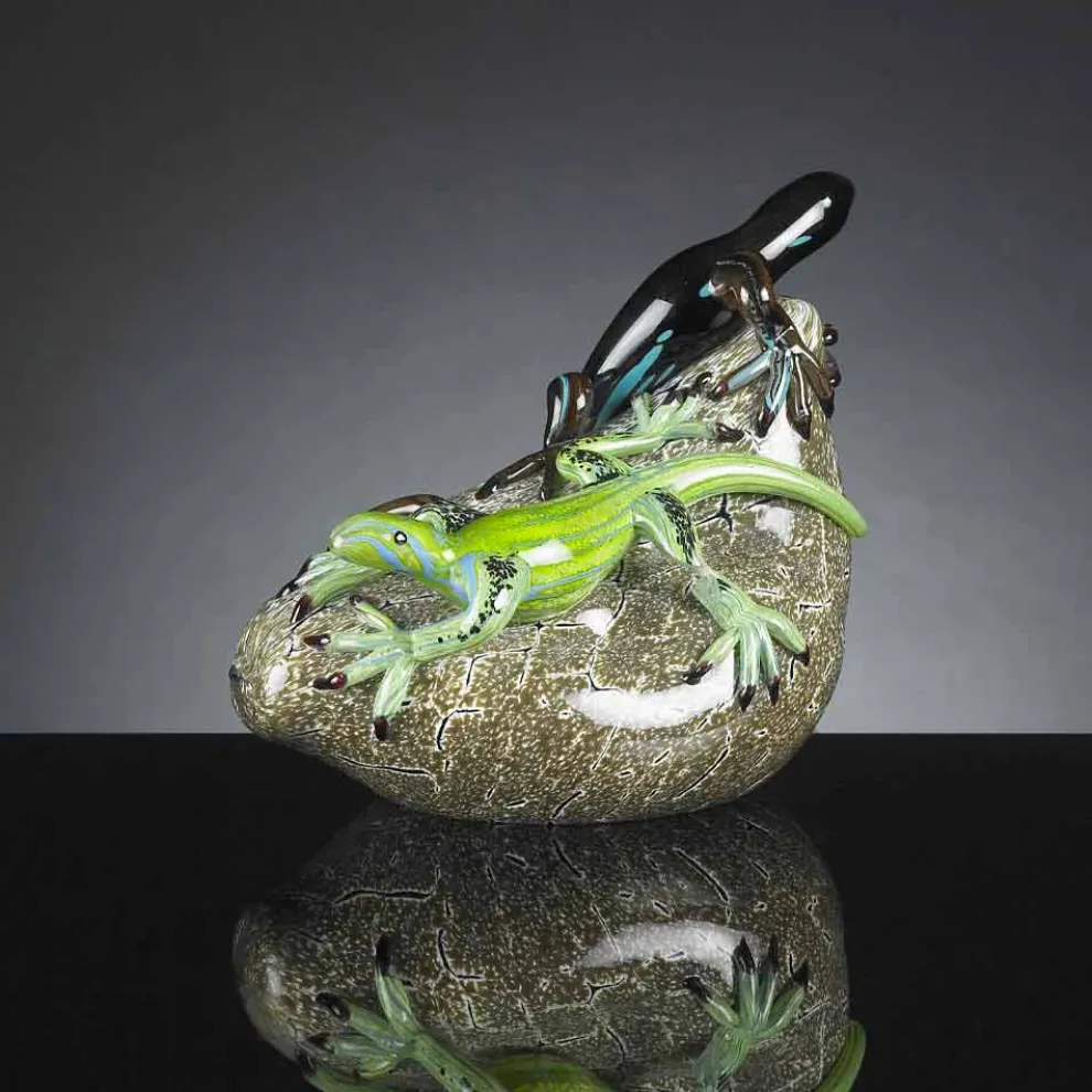 Eidechsenförmiges Ornament aus farbigem Glas Made in Italy - Certola