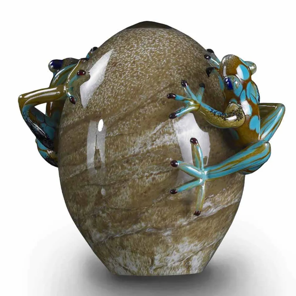 Eiförmiges Glasornament mit Fröschen Made in Italy - Huevo