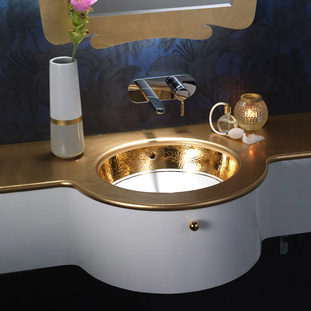 Einbauwaschbecken aus Schamott mit Band in verschiedenen Ausführungen, hergestellt in Italien – Erioli