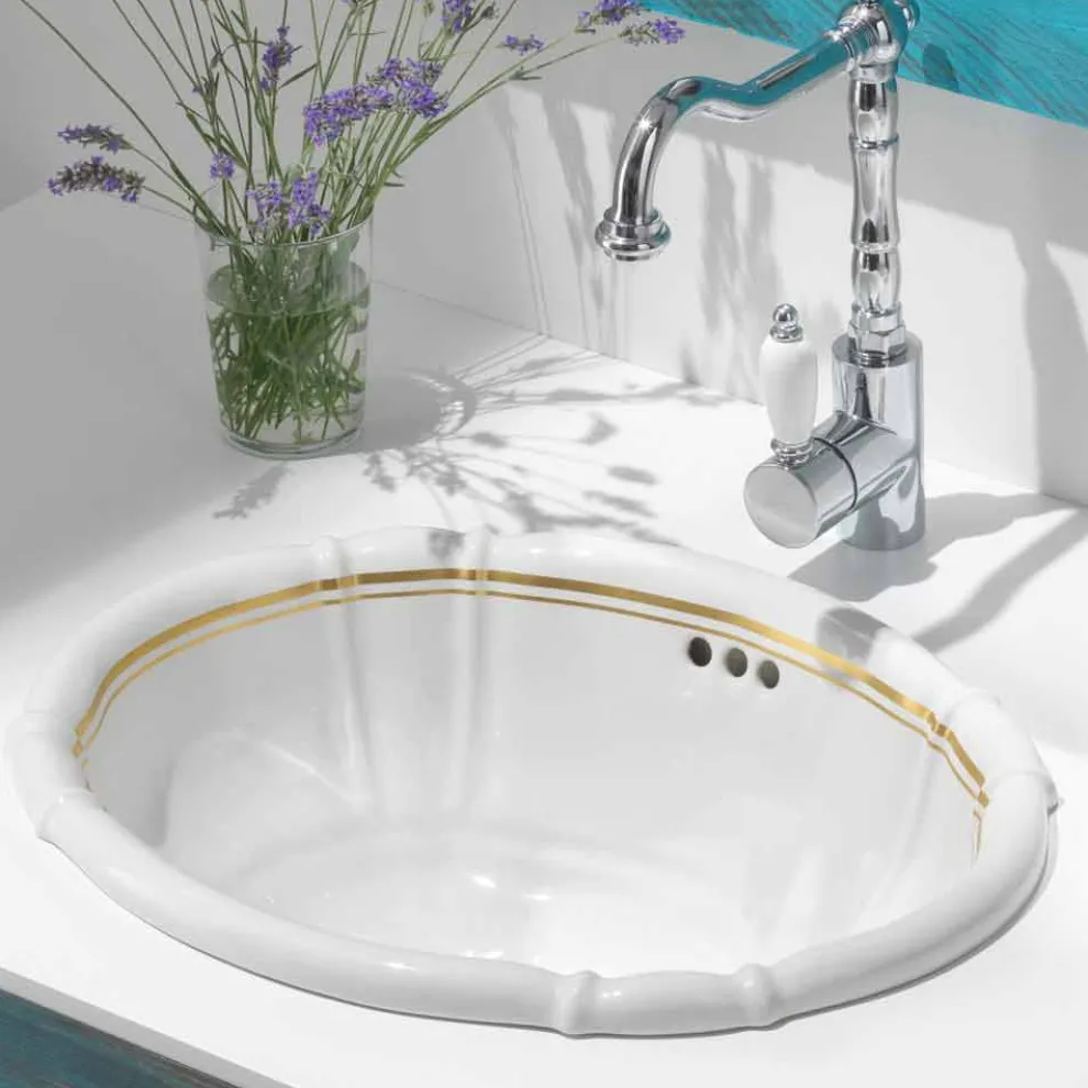 Einbauwaschbecken aus Porzellan aus Gold 24 Karat, Santiago
