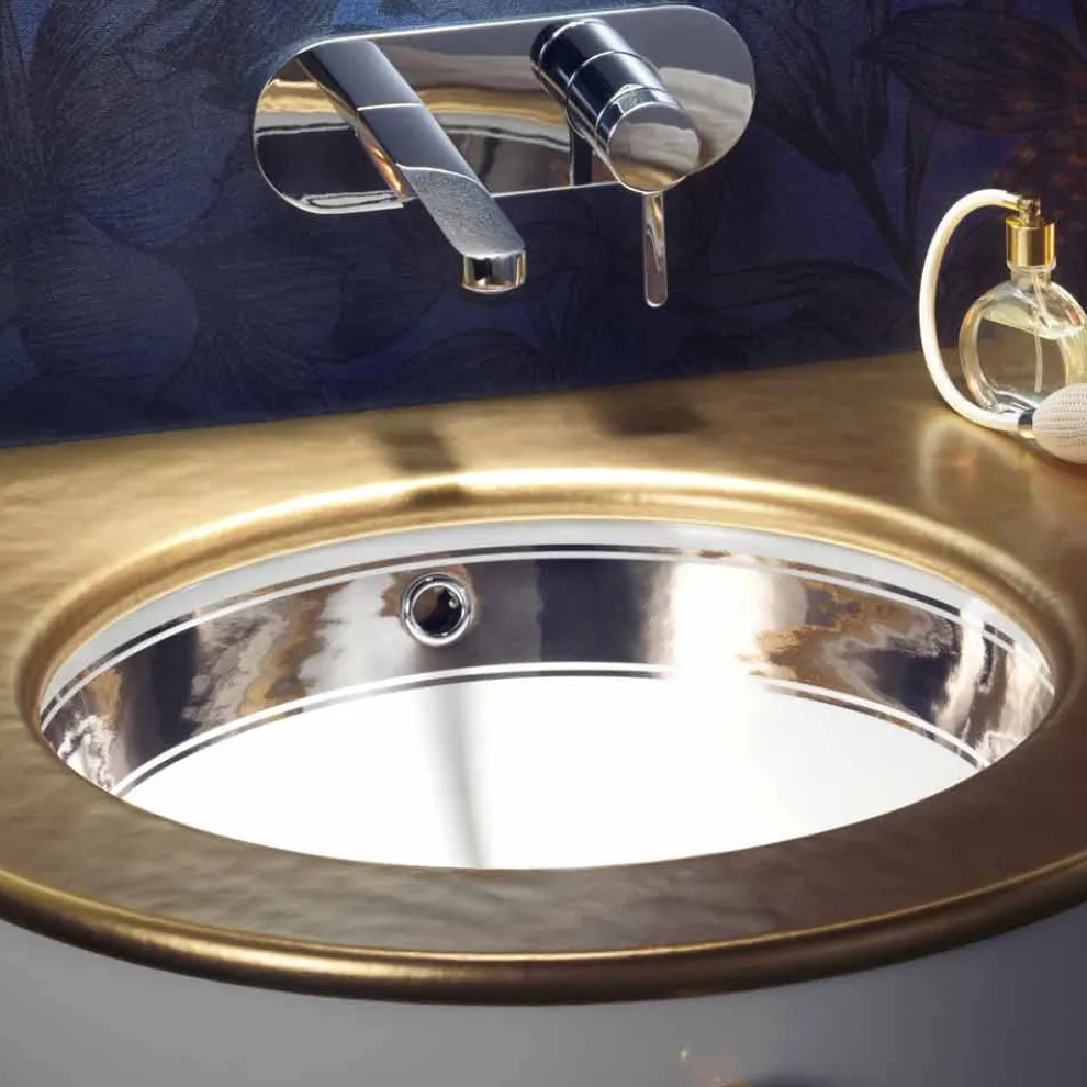 Einbauwaschbecken Barcok aus Fire Claz handgemacht in Italien, Egeo