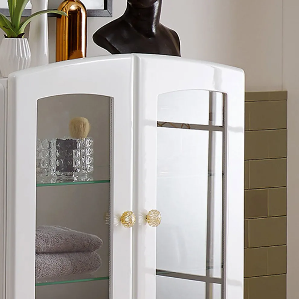 Einfarbige Badezimmervitrine mit 2 Türen und Glasböden – Candy