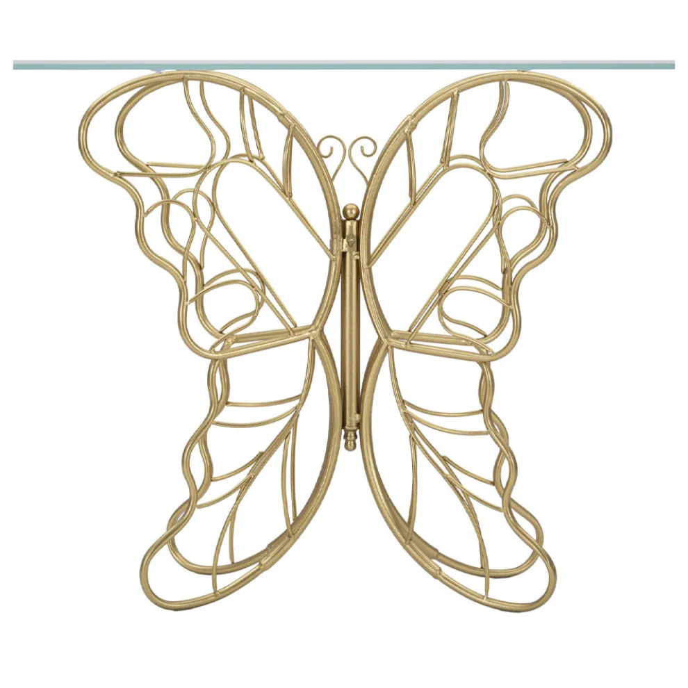 Eingangskonsole aus Goldeisen mit transparenter Glasplatte - Farella