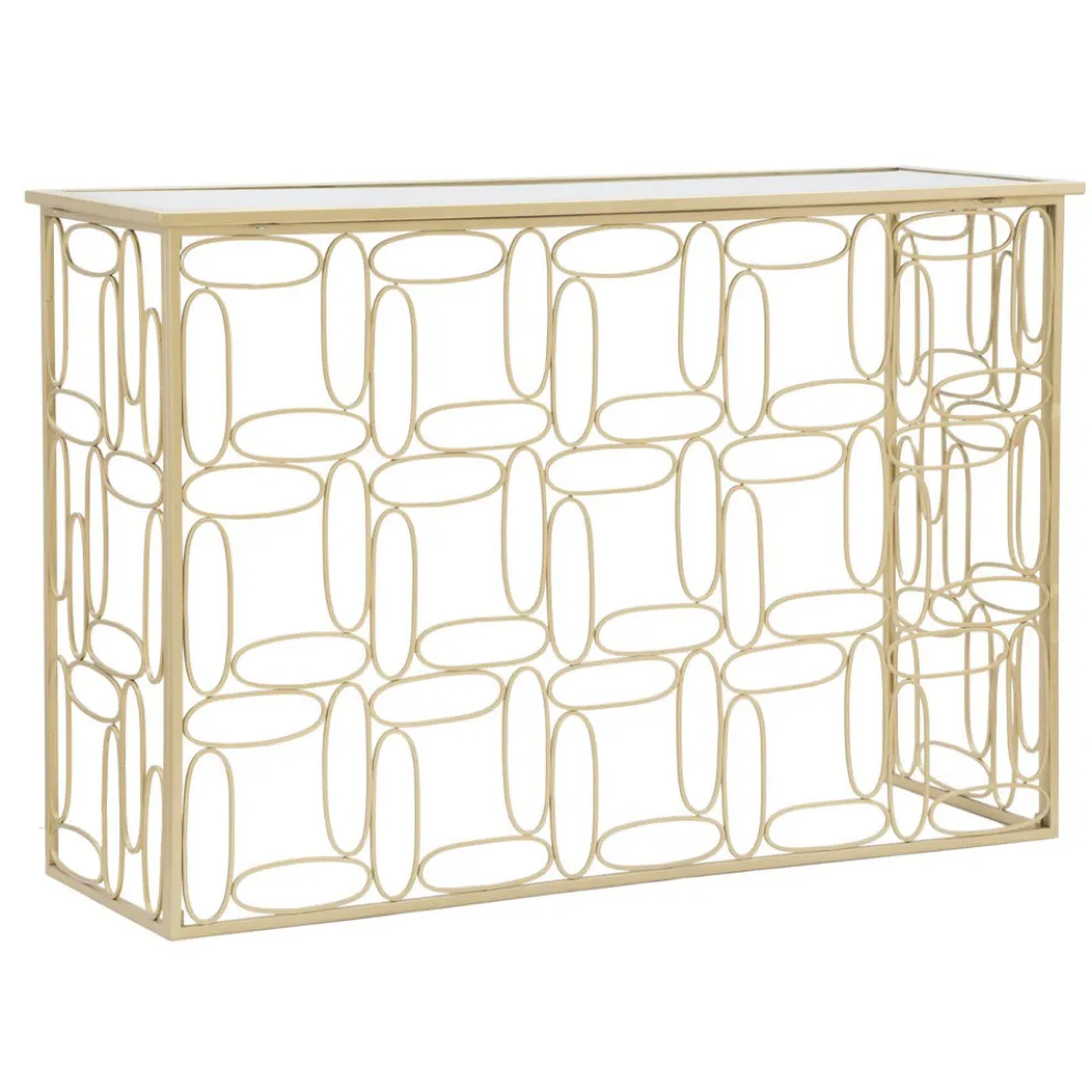 Eingangskonsole mit goldenem Spiegel und Eisenstruktur - Bollina