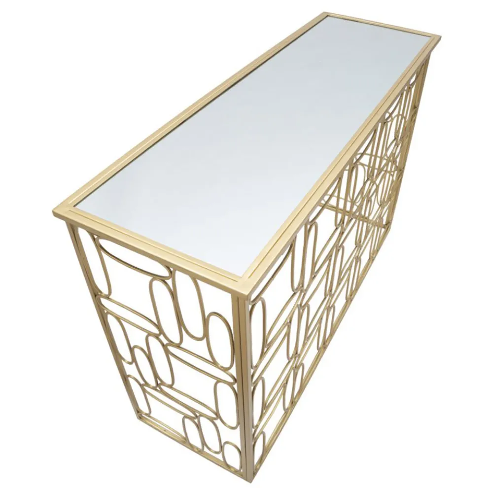 Eingangskonsole mit goldenem Spiegel und Eisenstruktur - Bollina