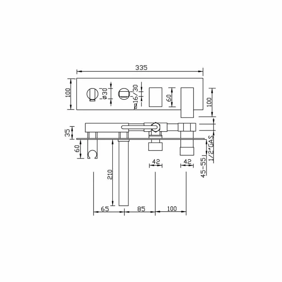 Eingebauter Bademischer mit Umsteller Made in Italy - Panela