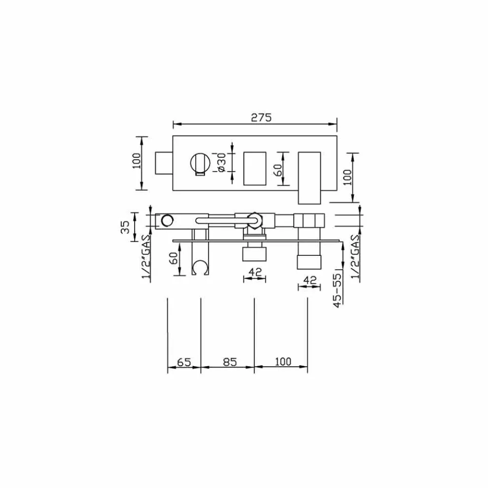 Eingebauter Duschmischer mit Messingumlenker Made in Italy - Panela