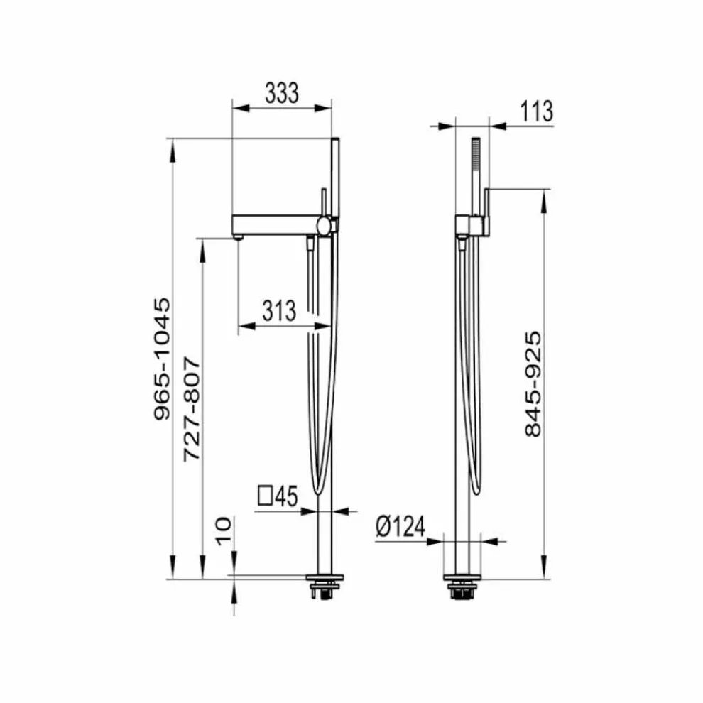 Einhebelmischer für freistehende Badewanne aus verchromtem Messing - Girino