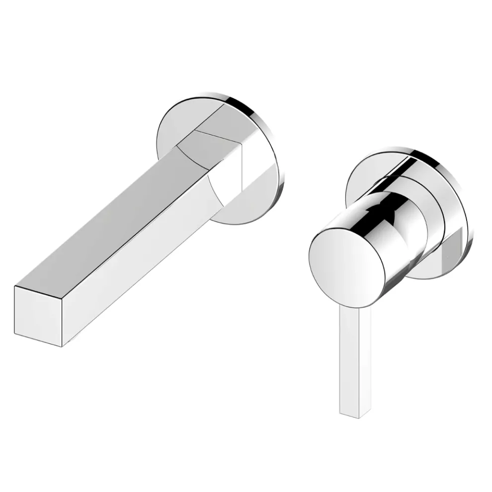 Einhebel-Waschtischmischer zur Wandmontage aus verchromtem Messing - Erik