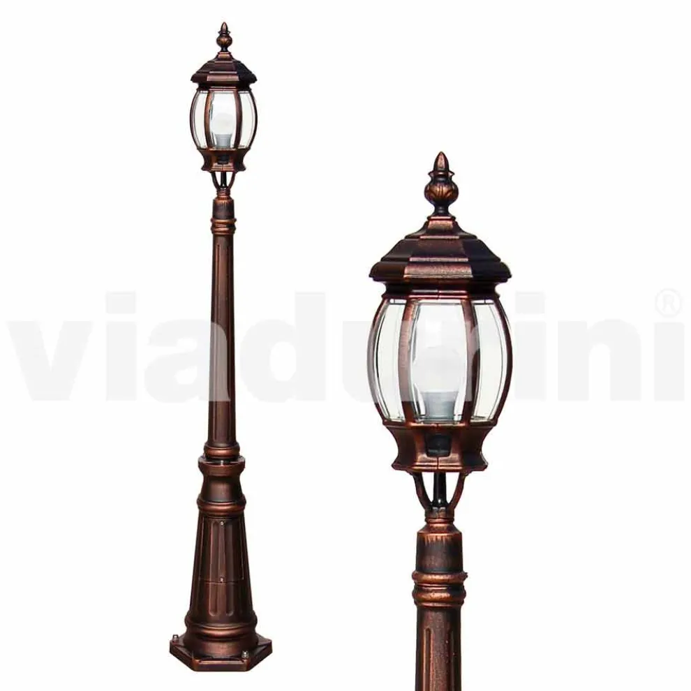 Ein-Licht-Laternenpfahl für den Außenbereich aus Aluminium, made in Italy, Anika