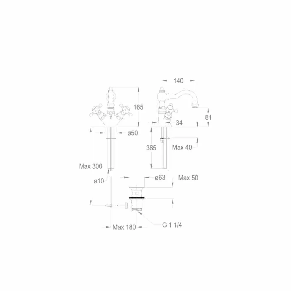 Einloch-Design-Messing-Waschtischmischer Made in Italy - Binsu
