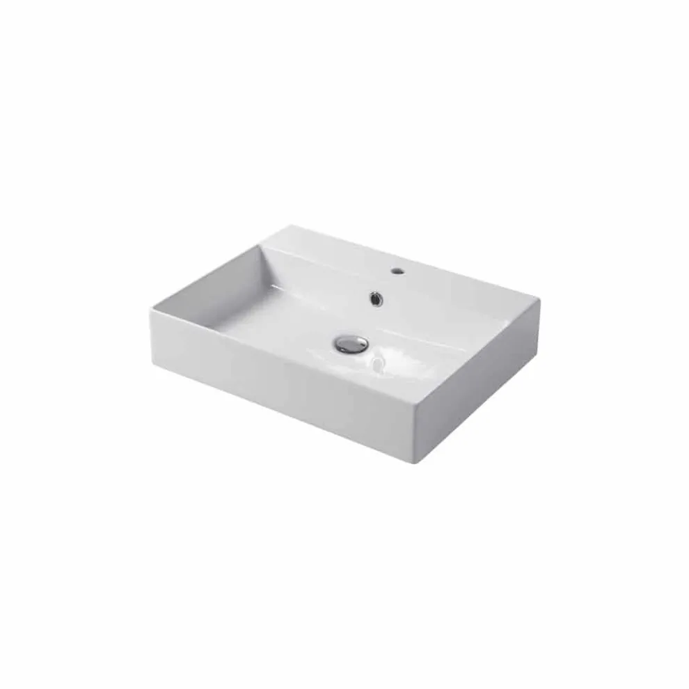 Einloch-Waschtisch oder Wandwaschbecken aus farbiger Keramik Leivi