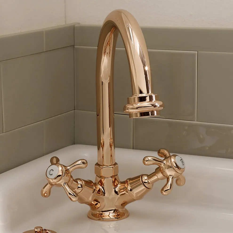 Einloch-Waschtischbatterie im Vintage-Stil aus Messing Made in Italy - Klarisa