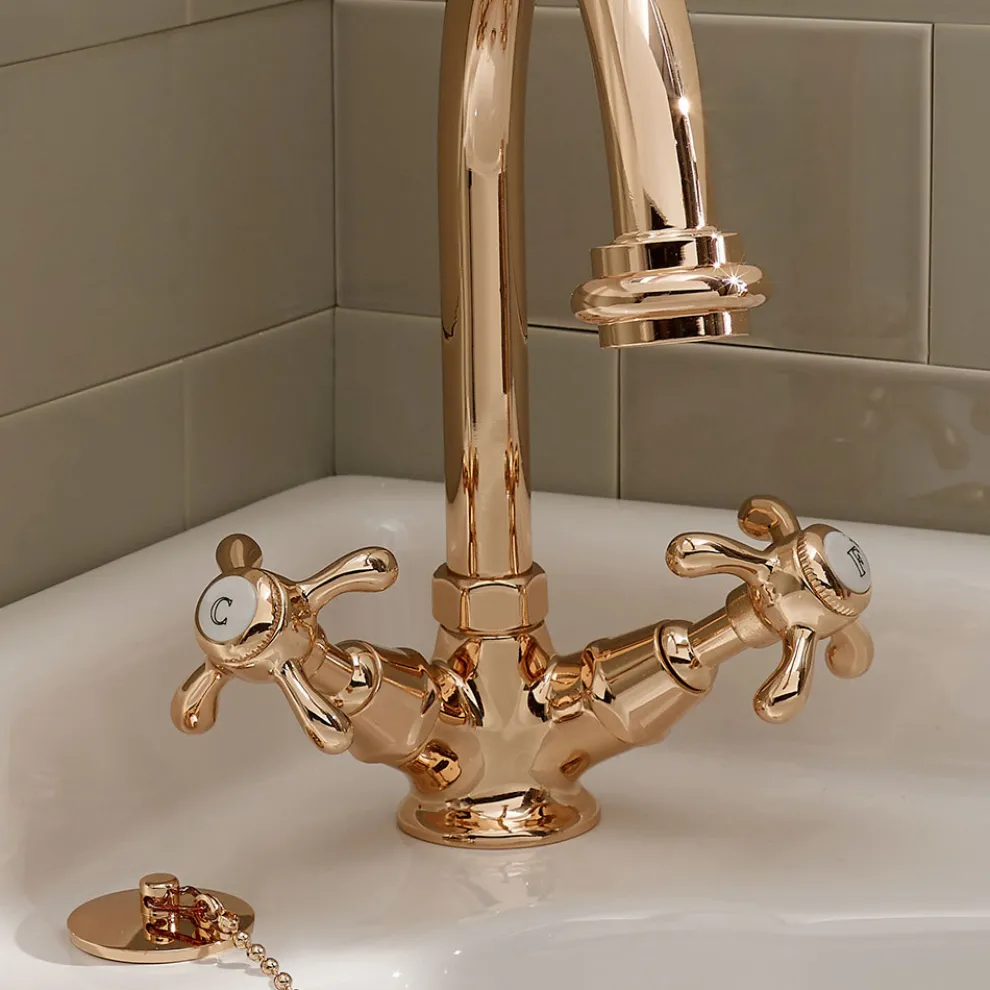 Einloch-Waschtischbatterie im Vintage-Stil aus Messing Made in Italy - Klarisa