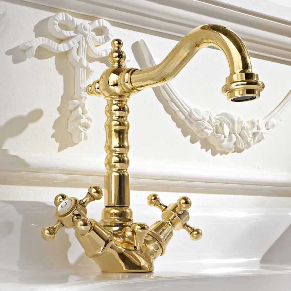 Einloch-Waschtischmischer im Vintage-Design aus Messing Made in Italy - Ursula