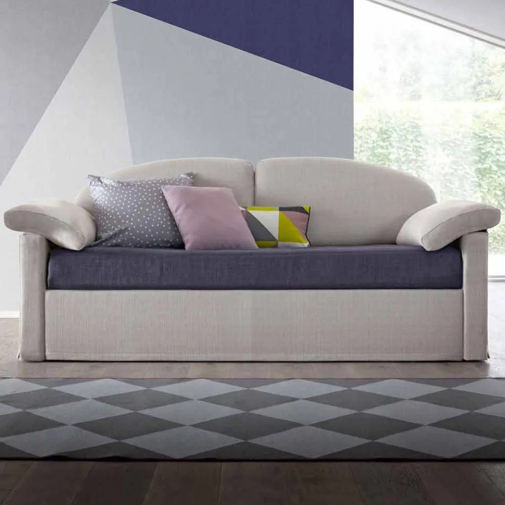 Einzelschlafsofa mit Behälter aus Stoff Made in Italy - Kayla