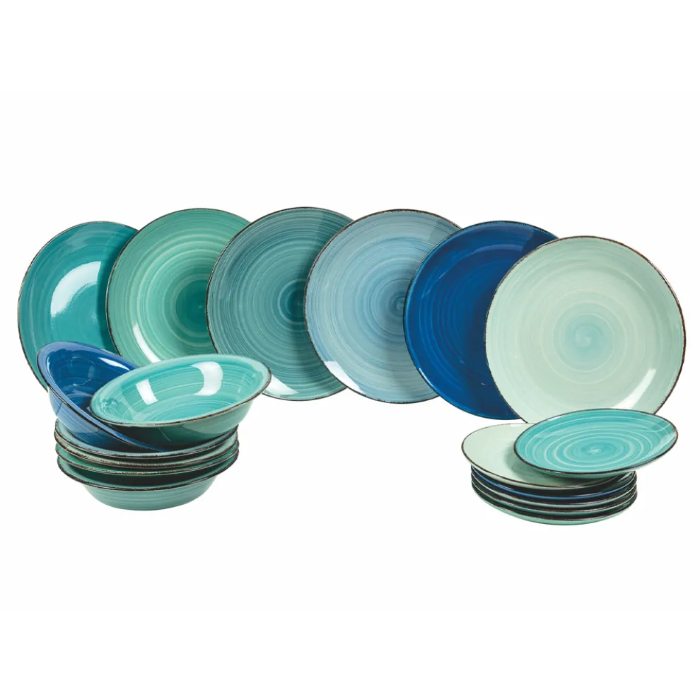 Geschirrservice in harten Dolomitblautönen 18-teilig - Abruzzen