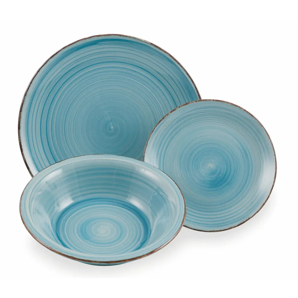 Geschirrservice in harten Dolomitblautönen 18-teilig - Abruzzen