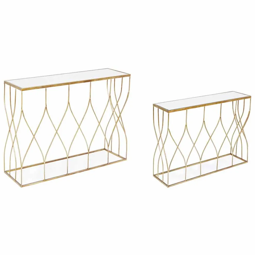 Elegante Konsole aus Stahl und Glas von modernem Design und Glamour 2 Stück - Irene