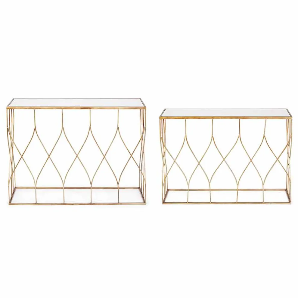 Elegante Konsole aus Stahl und Glas von modernem Design und Glamour 2 Stück - Irene