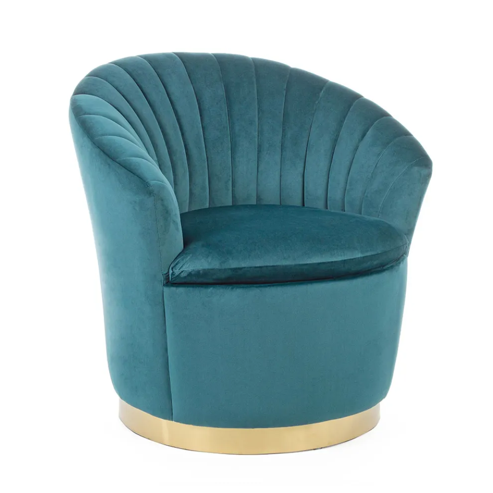 Eleganter Design-Sessel Luxus-Wohnzimmer aus Stahl und Samt - Courtney