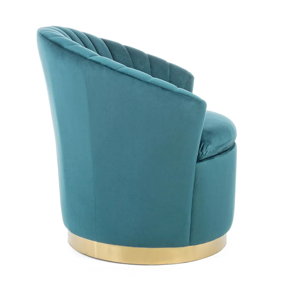 Eleganter Design-Sessel Luxus-Wohnzimmer aus Stahl und Samt - Courtney