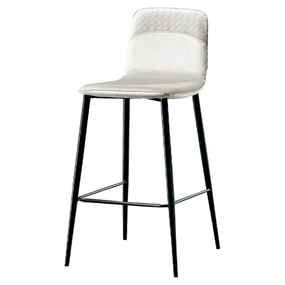 Eleganter Hocker im modernen Design aus farbigem Samt und Metall - Bizet