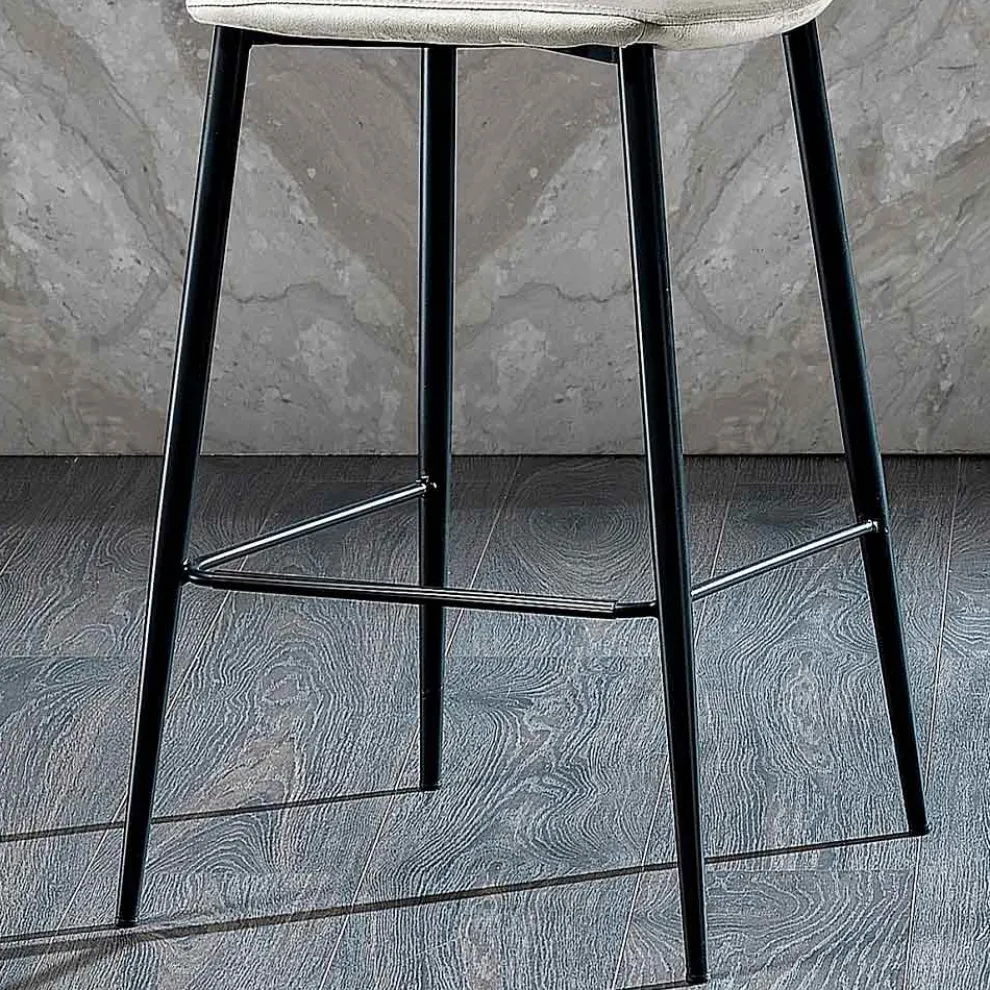 Eleganter Hocker im modernen Design aus farbigem Samt und Metall - Bizet