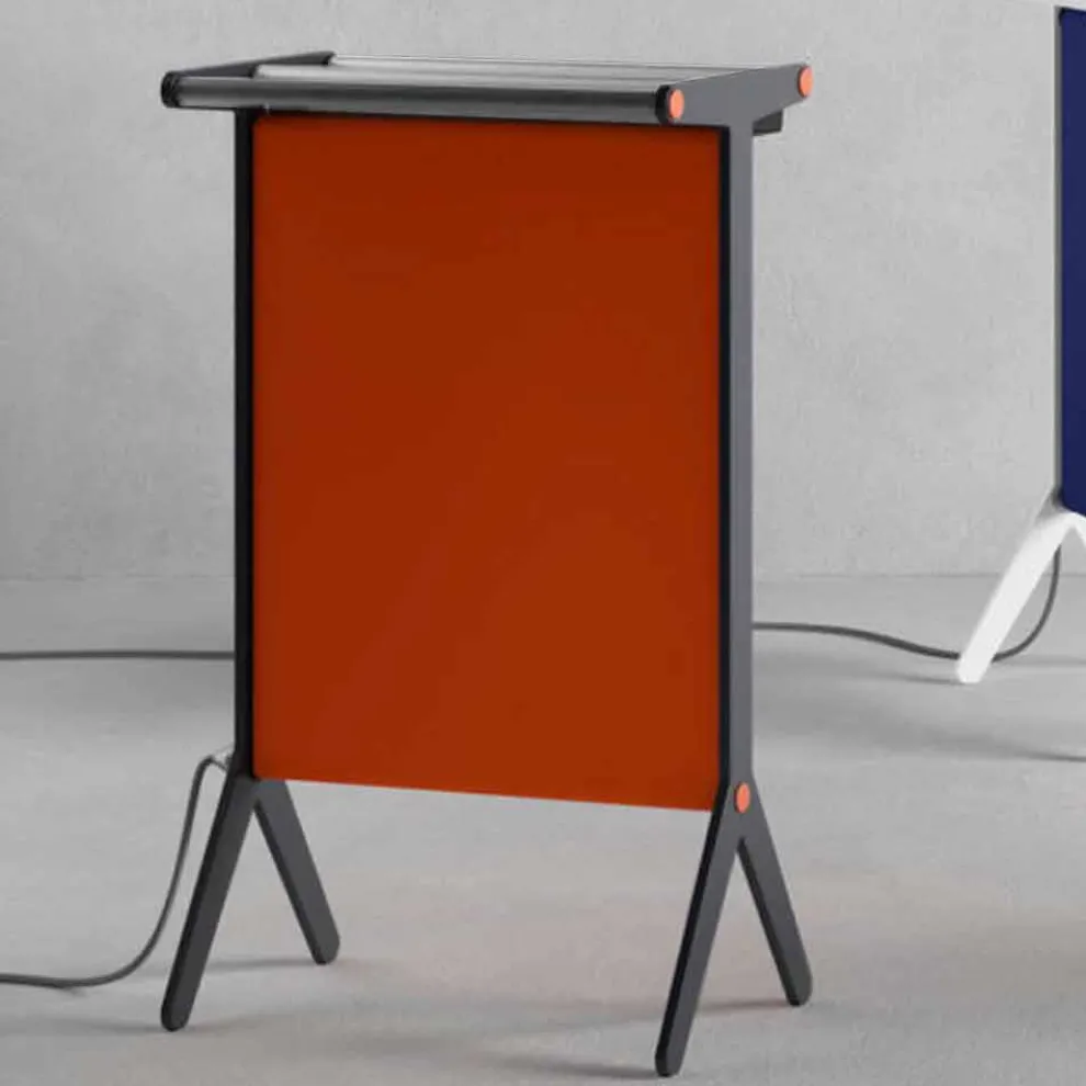 Elektrische Strahlungsplatte in Aluminium und farbigem Stoffdesign 150 W - Sam