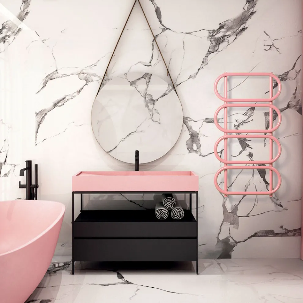 Elektrischer Handtuchwärmer Leiter rund farbiger Stahl Made in Italy - Kette