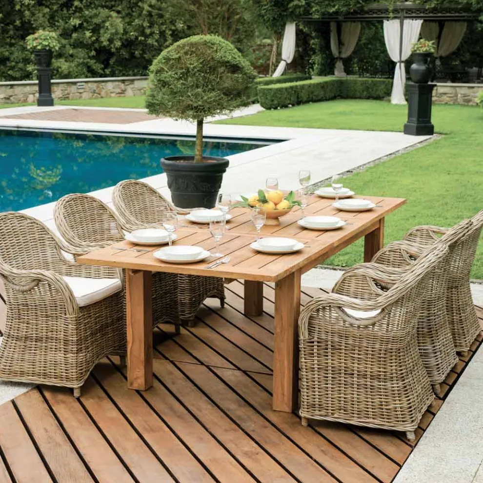 Ausziehbarer Outdoor-Tisch bis 250 cm aus recyceltem Teakholz - Farn