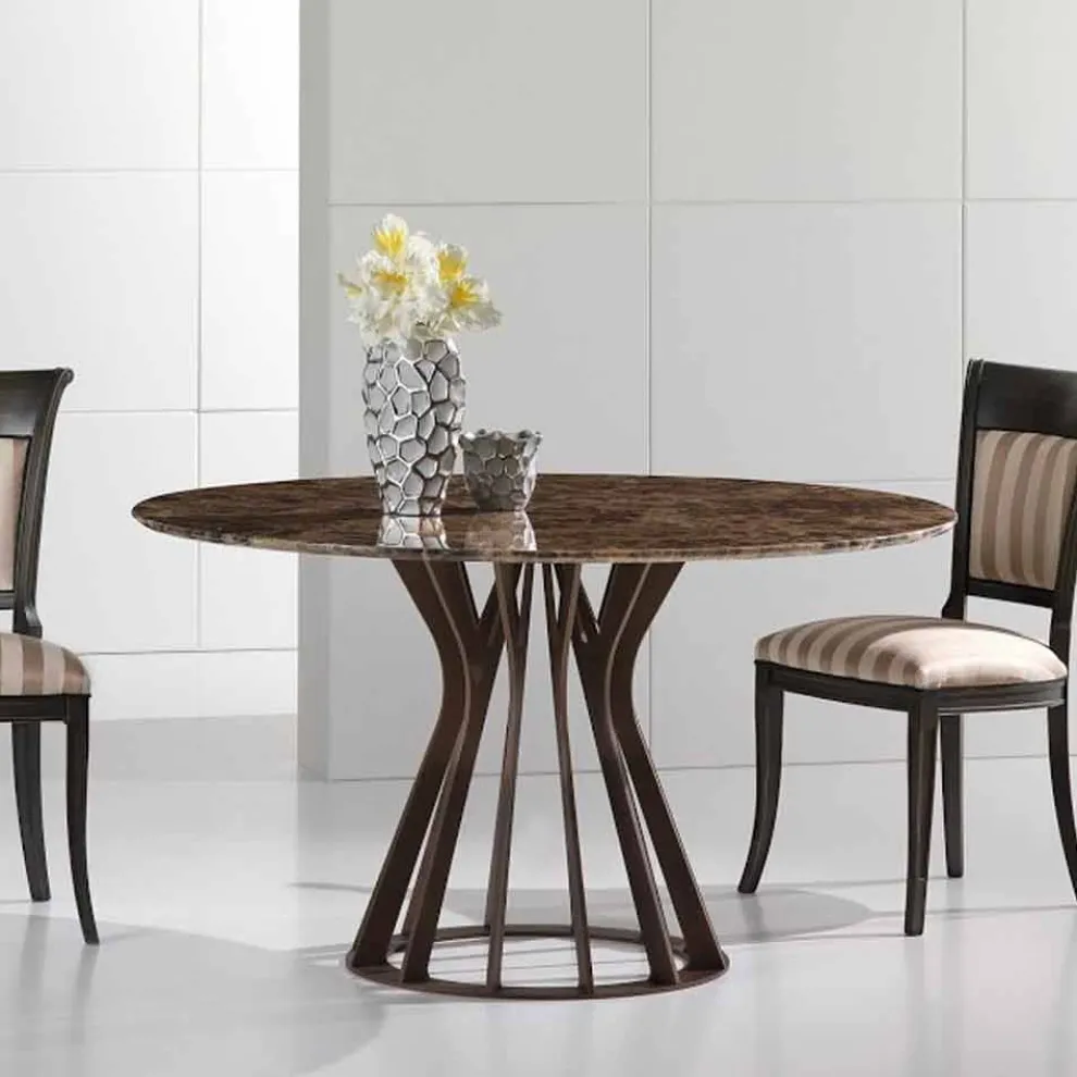 Emperador Marmortisch mit Bronze Metall Caesar Basis