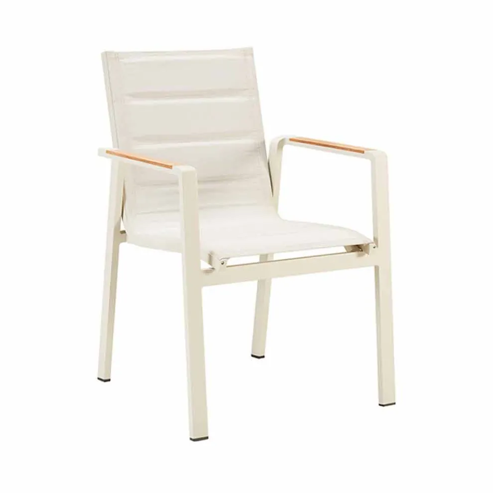 Stapelbarer Esszimmerstuhl im Freien aus Aluminium und 4-teiligen Armlehnen - Bilel