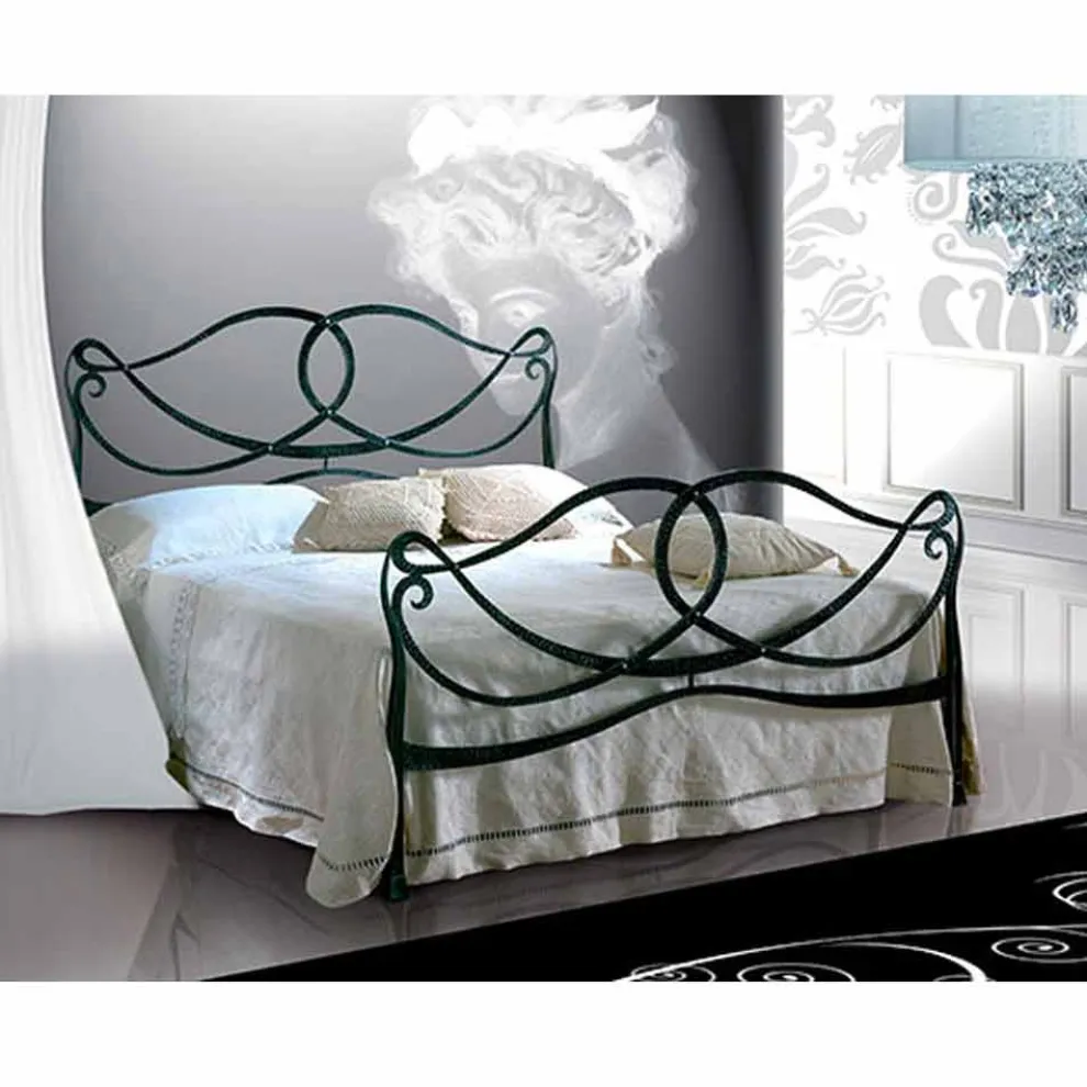 Orchidea Doppelbett aus Schmiedeeisen in Design