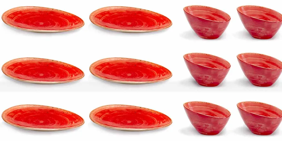 12 Stück Vorspeisenteller Service in farbigem Steinzeug von modernem Design - Simba