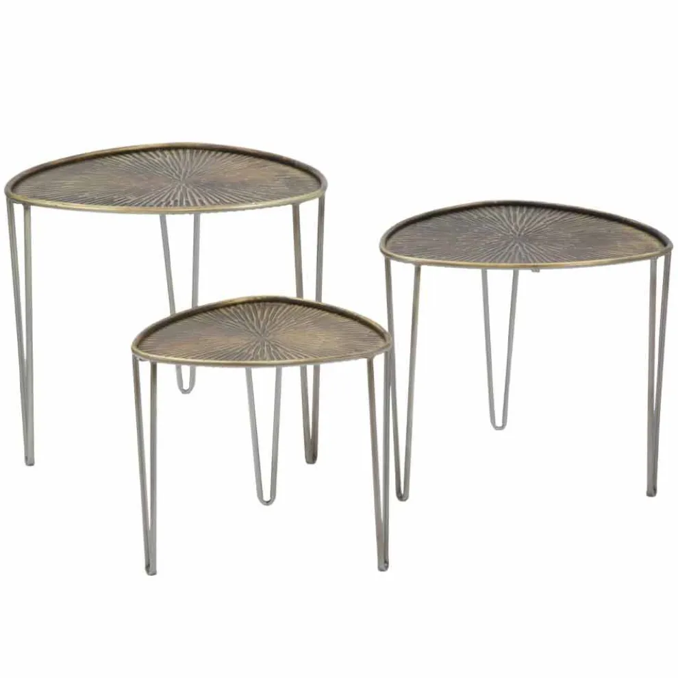 3er-Set Couchtische aus Eisen im modernen Design - Marla