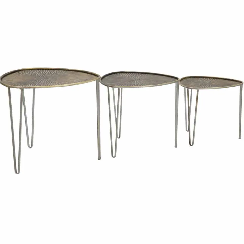 3er-Set Couchtische aus Eisen im modernen Design - Marla