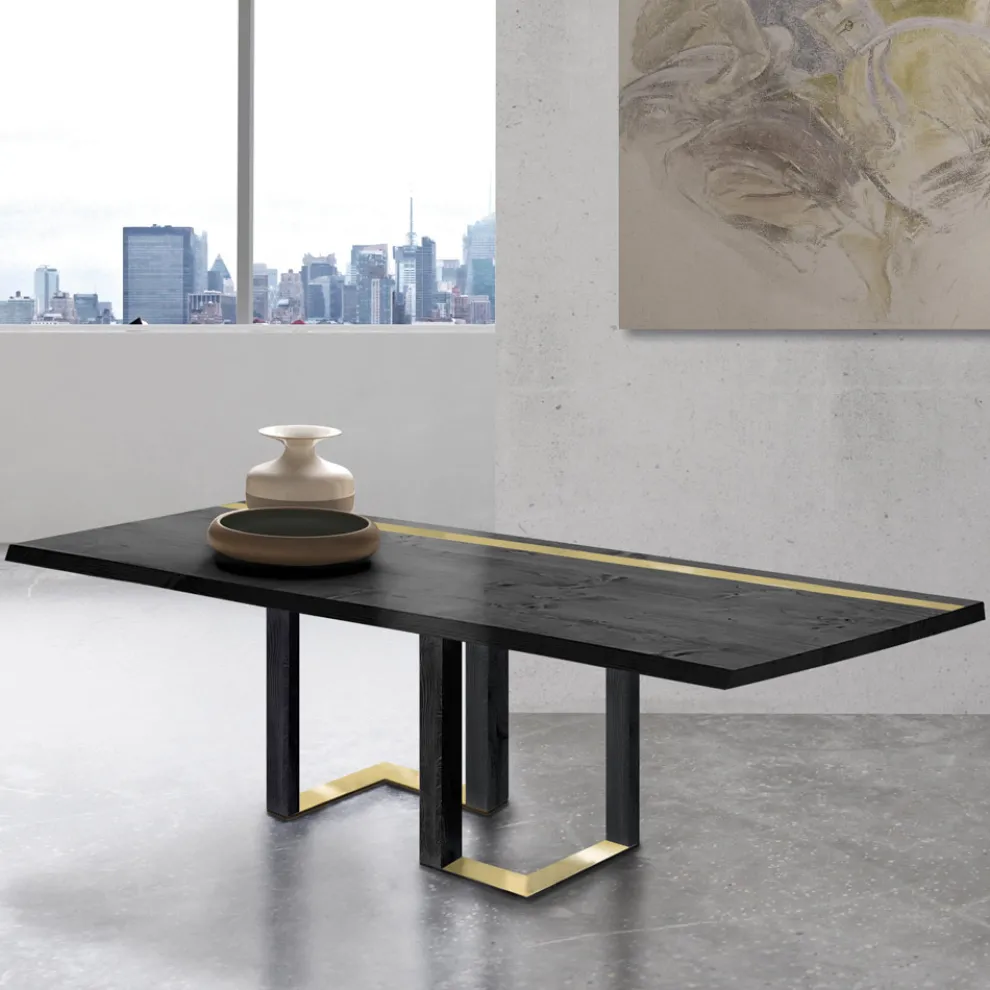 Esstisch aus Asteiche und Metallelementen Made in Italy - Giusy