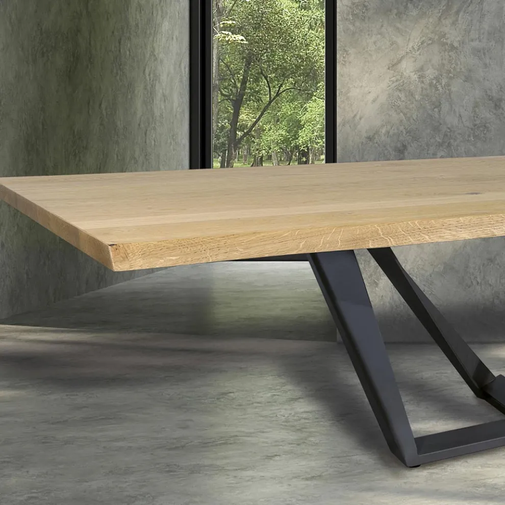 Esstisch aus Eichenholz und eisengrauem Metall Made in Italy - Patty