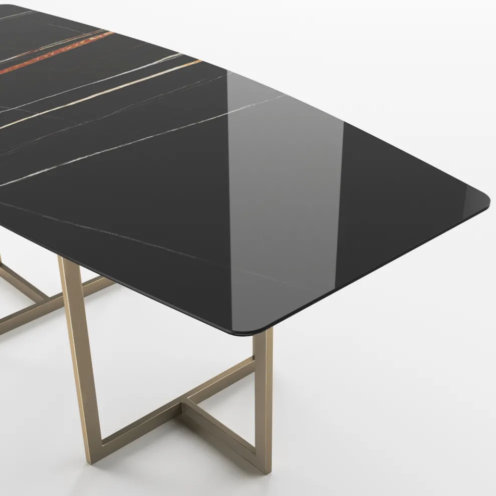 Esstisch aus Feinsteinzeug und Metall Made in Italy - Emilio